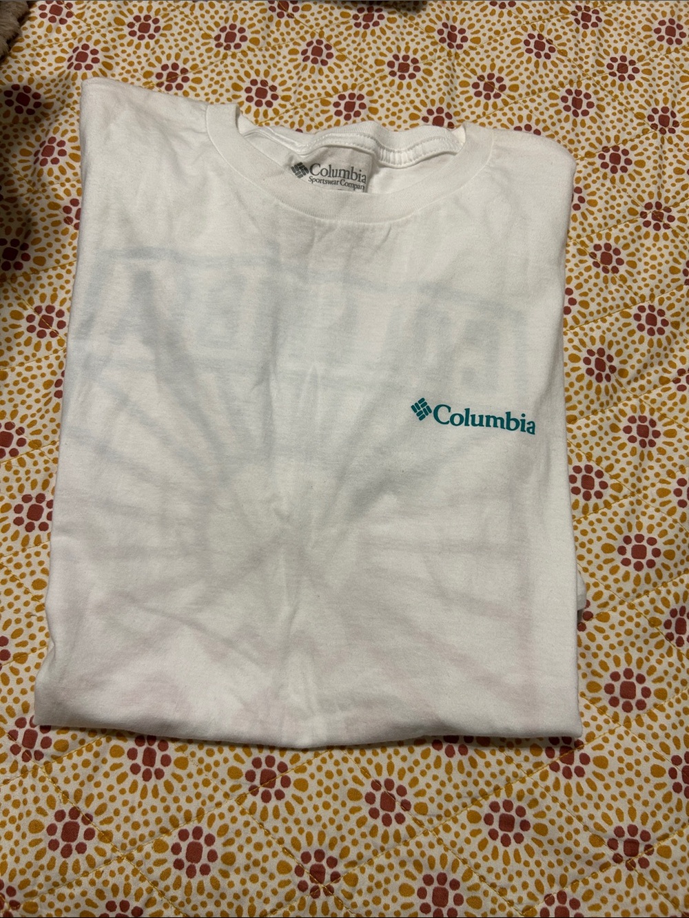 Columbia White Tee with Teal Logo